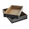 Brown Mango Wood Handmade Tray Set with Black Groove Exterior